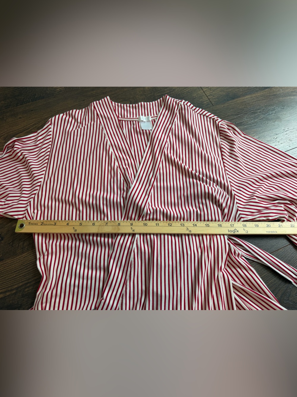 LAKE DreamModal Kimono Pajama Set Red White Stripes Size Medium - Picture 9 of 16
